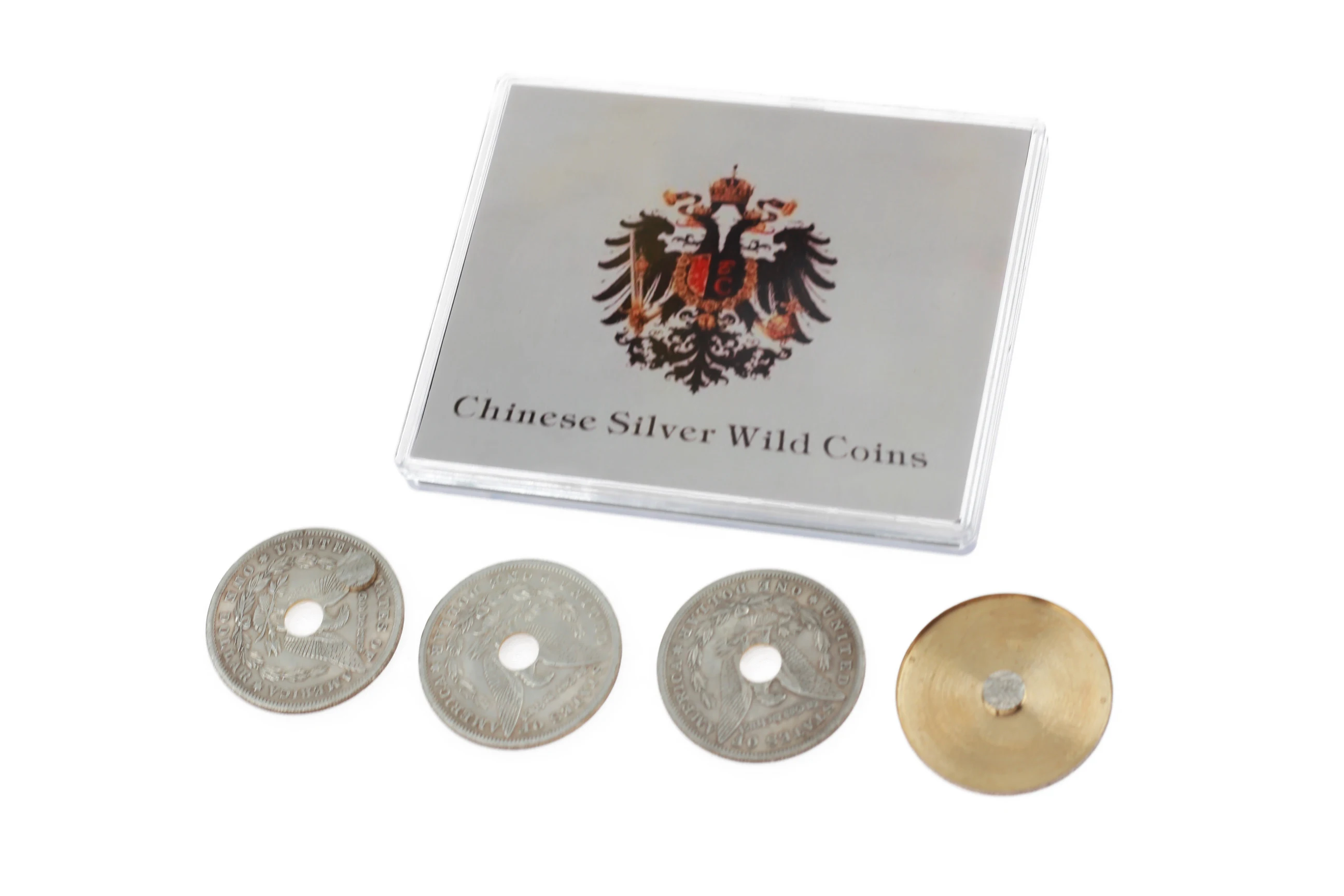 Китайские Серебряные Дикие монеты сменные от трех до одной магия крупный план