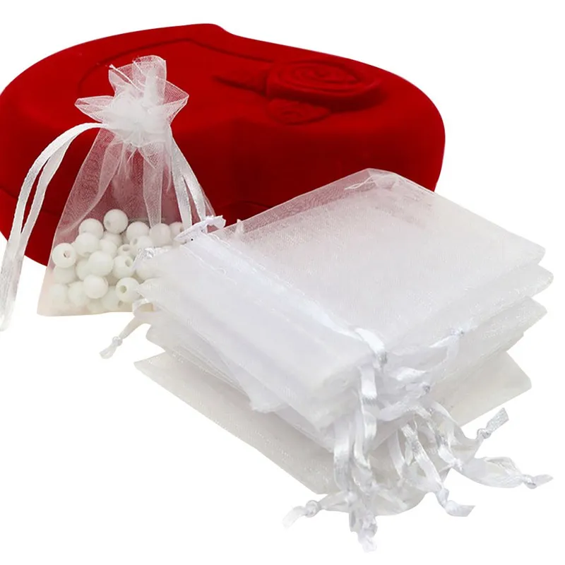 

100Pcs Organza Bags Christmas Valentine's Day Party Candy Box Chocolate Gift Bags Beam Mouth Mesh Bag Small Gift Packaging Bag