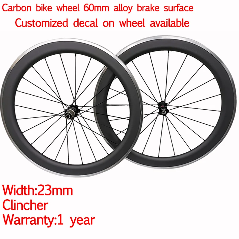 

700c chinese carbon road bike wheels 60mm 80mm alloy aluminum Brake surface bike wheelset customize decal bicycle wheel ceramic
