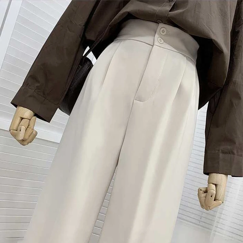 

2021 Women Pants Fashion Office Solid Straight Pants Female Trousers Elegant Women Casual Pants Vintage High Waist Zipper Slim
