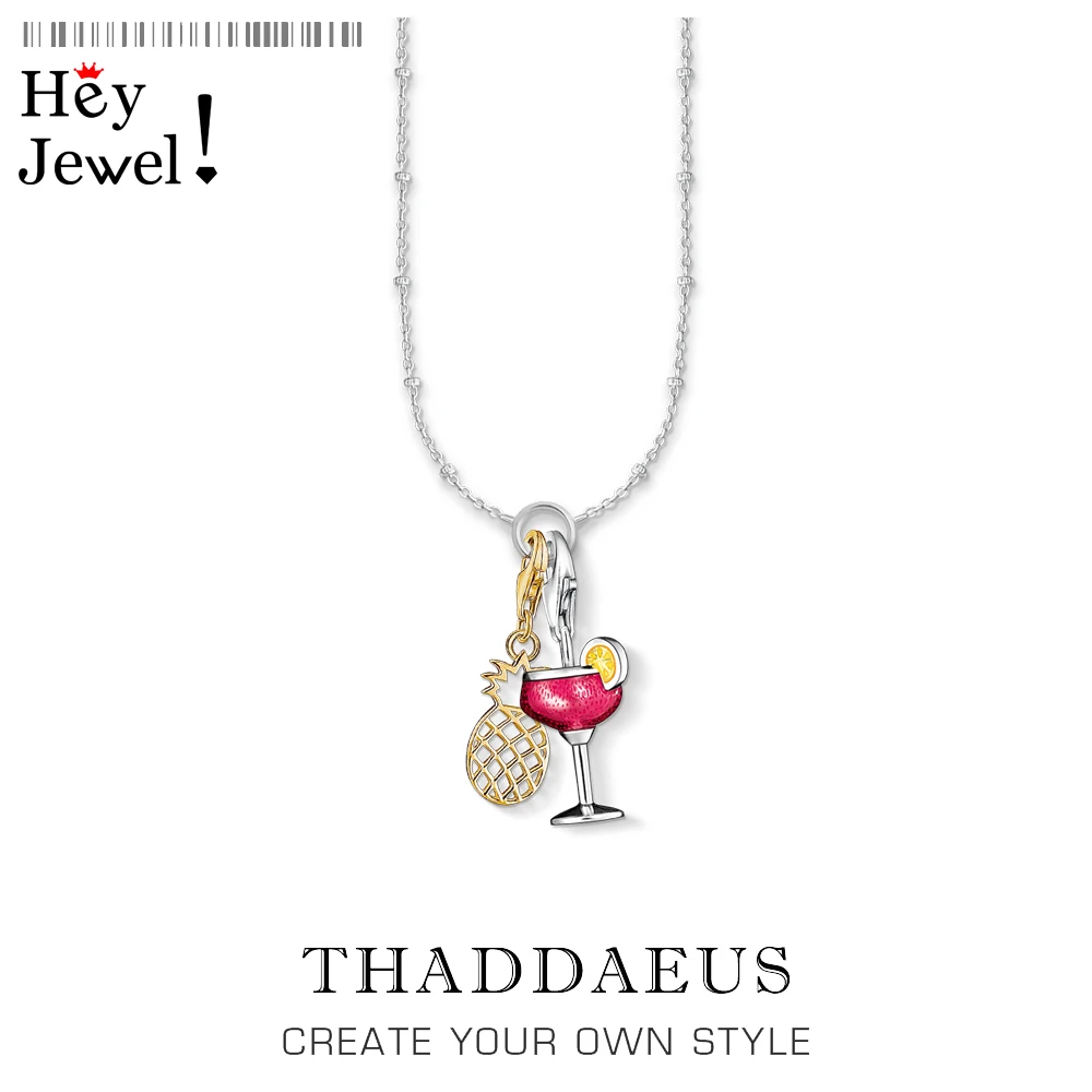Ожерелье с подвеской в виде ананаса и коктейля ювелирное изделие из серебра 2020