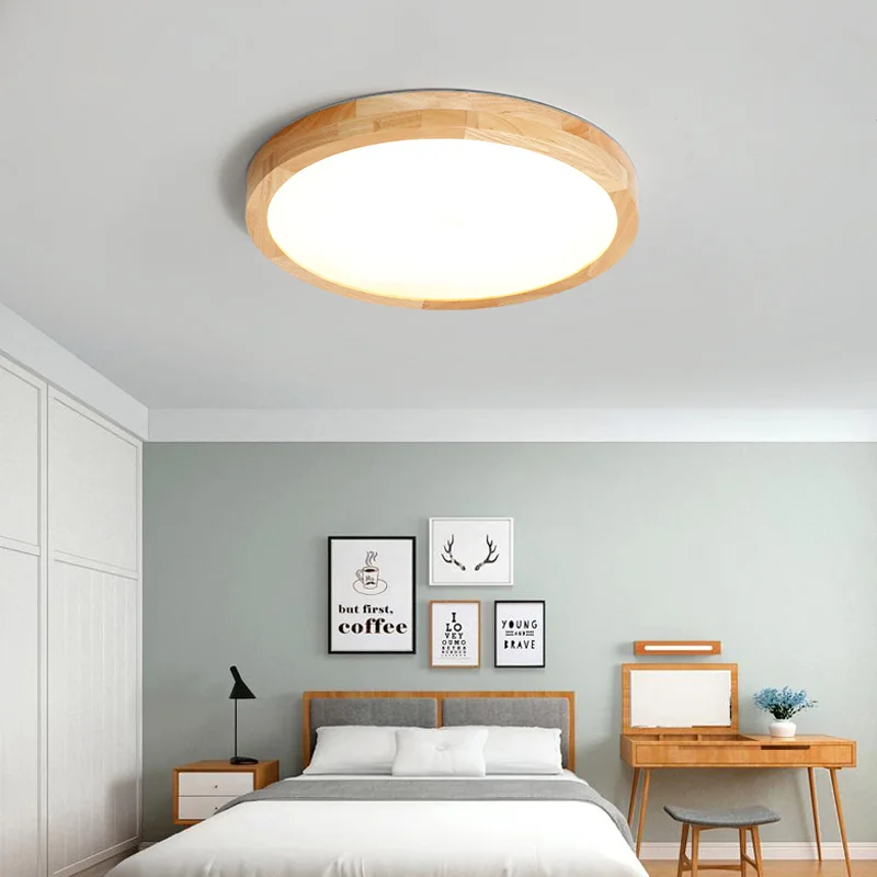 

LED Ceiling Lights Modern Panel Lamp For Living Room Bedroom Kitchen Balcony Round Wooden Ceiling Lamp Dimming Remote Control