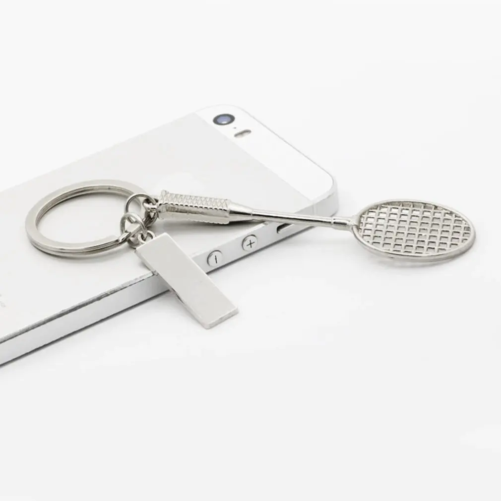 Креативный металлический брелок мини Спортивная ракетка для бадминтона Декор