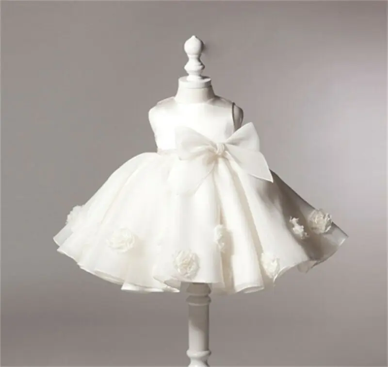 

0-24M Newborn Infant Baby Girls Dress Princess White Tulle Tutu Party Wedding Birthday Dresses For Girls Baptism Dress