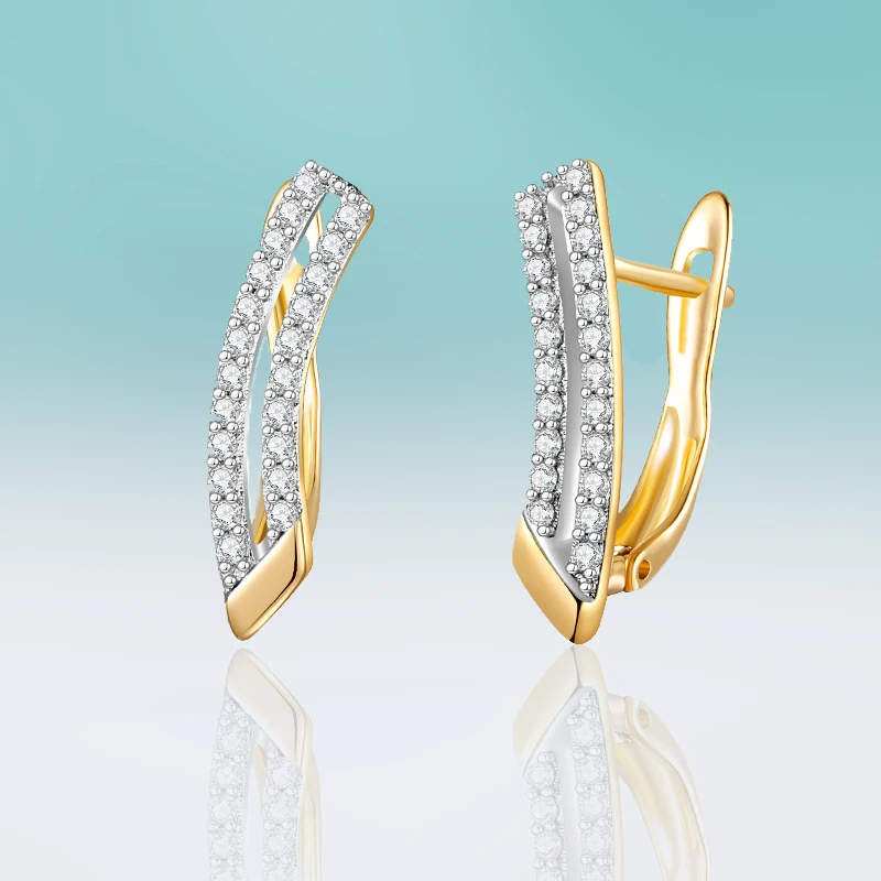 Новые классические маленькие серьги гвоздики с золотым камнем