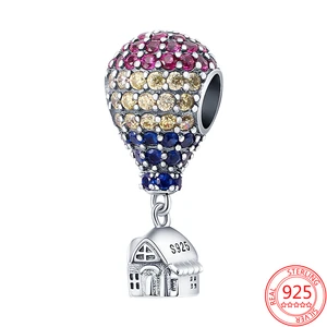 New 100% 925 Sterling Silver Colorful Balloon House Pendant Women Festival Jewelry Gift Fit Original Pandora DIY Bracelet Charm