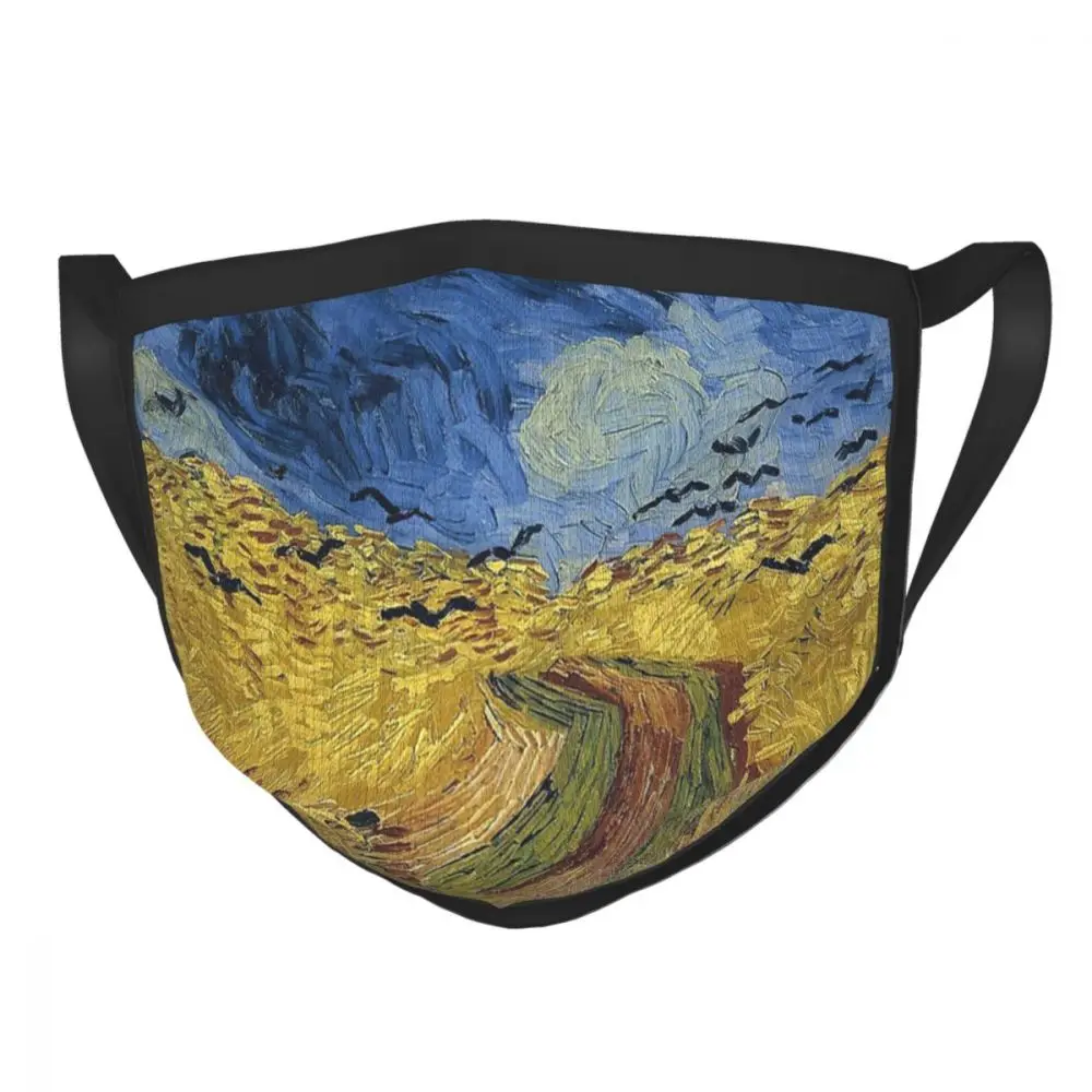 

Vincent Van Gogh Wheat Field With Crows Reusable Face Mask Anti Haze Dustproof Mask Protection Cover Respirator Mouth Muffle