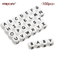 tyry hu 100pcs silicone letter beads english alphabet beads food grade baby chewable teething beads bpa free baby shower gifts