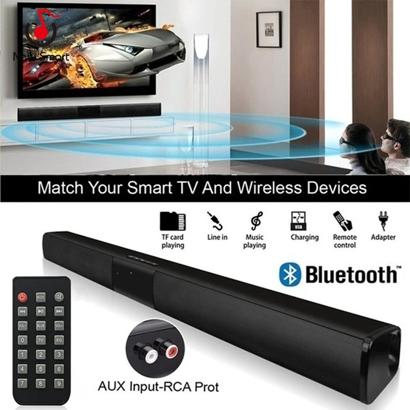 Большая мощность 20 Вт HIFI Портативный беспроводной Bluetooth динамик стерео Бас Саундбар TF FM USB Сабвуфер Колонка для компьютера ТВ телефона