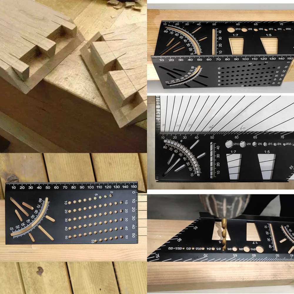 

Woodworking Ruler Dovetail Marking Template Black Guide Marker Line Generic 1PC Durable Aluminum Alloy Portable Equipment Rulers