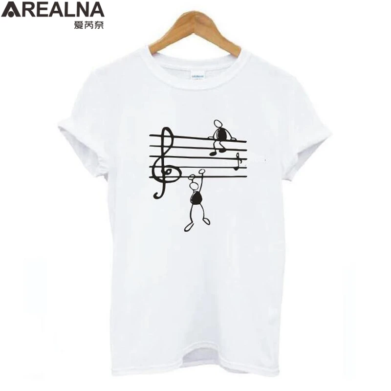 Футболки для женщин 2020 летние топы с изображением музыкальных нот Рок Забавный