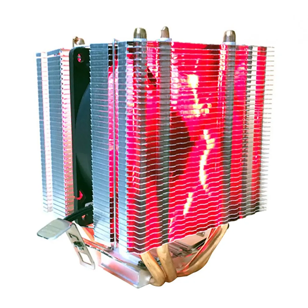red AVC Чистая медь 6 тепловая трубка 3 pin процессор теплоотвод AMD 1155 1156 настольный компьютер процессор вентилятор кулер теплоотвод один или двойной ветер - Цвет лезвия: red