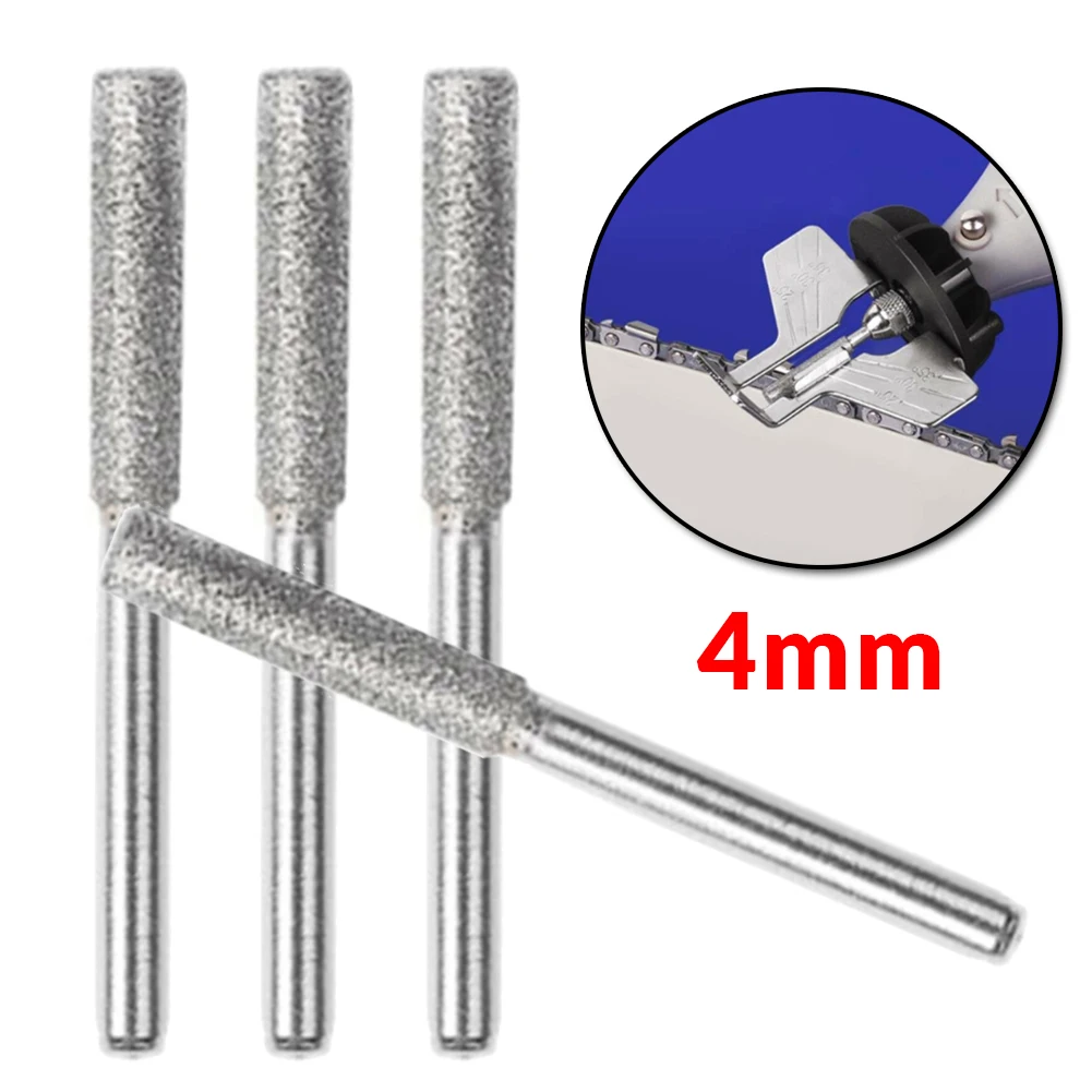 

4Pcs Shank Diamond Chainsaw Grinding Head Polishing Sharpener Burr Stone File Chain Saw Grinding Chain Tool 4mm Accessories