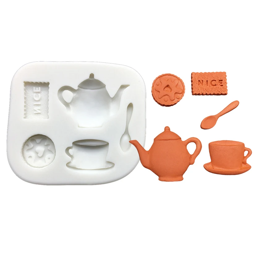 

Biscuits Coffee Teapot Silicone Sugarcraft Mold Chocolate Cupcake Baking Fondant Cake Decorating Tools