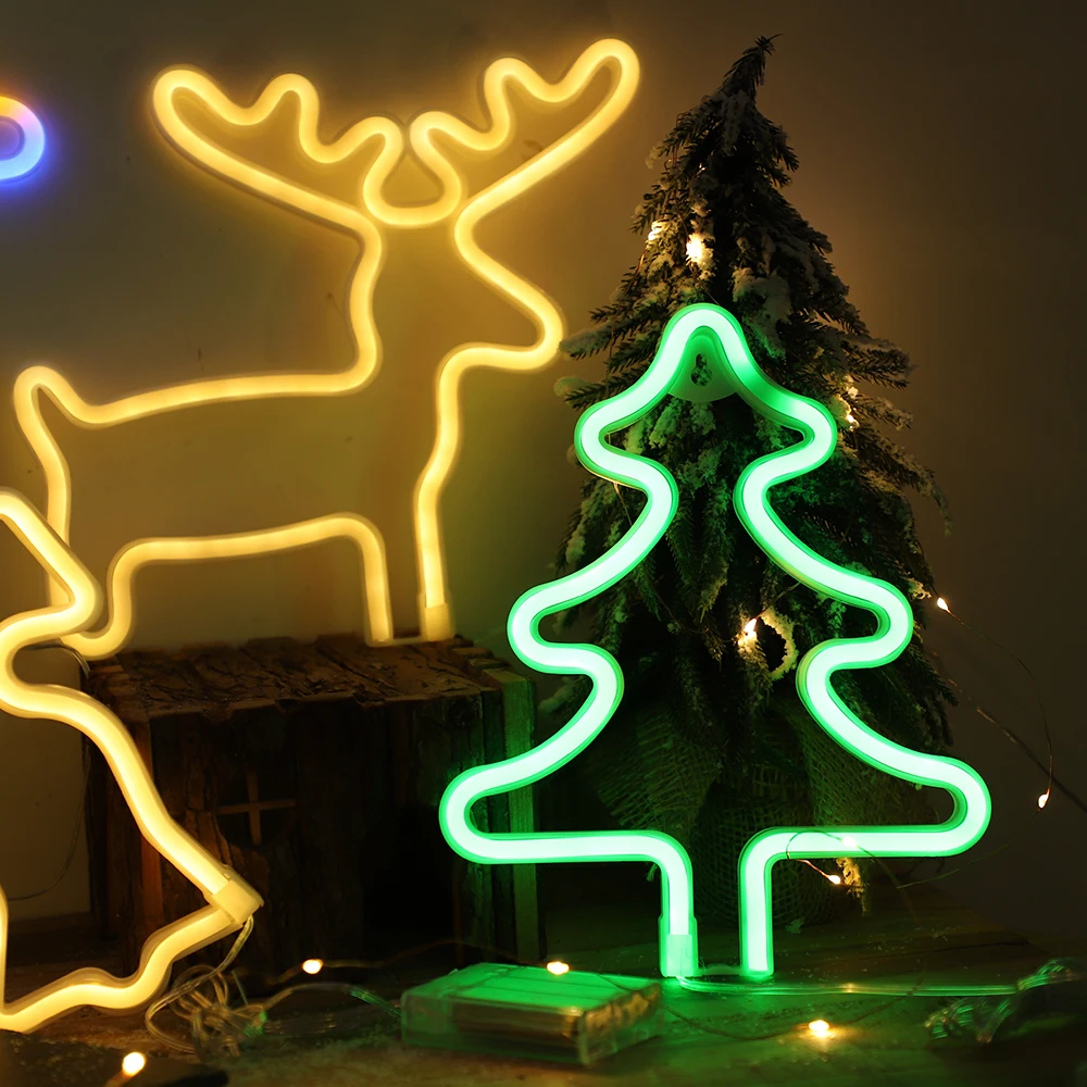 

Рождественская неоновая световая вывеска, светильник ПА s Elk, неоновая лампа, светодиодная вывеска, Рождественское украшение, светильник дл...