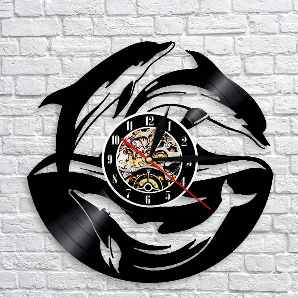 Настенные часы с виниловой пластиной Подводные украшения для детской комнаты