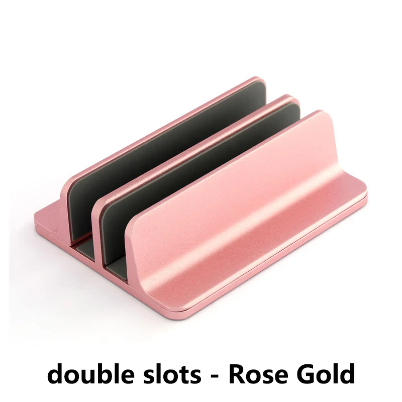 Rose Gold Doule Slot Металлический алюминиевый сплав вертикальная подставка-держатель для Mackbook Air Pro Настольный регулируемый ноутбук планшет док-держатель аксессуар - Цвет: Rose Gold Doule Slot
