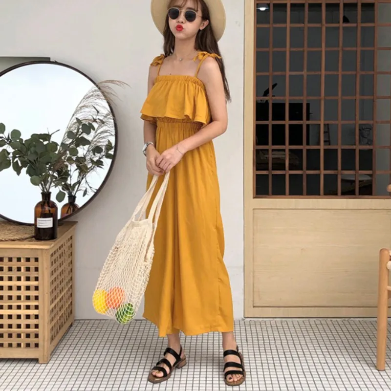 

2020 Women's Sleeveless Jumpsuit Casual Loose Trousers Fashionable Wide Leg Pants Rk
