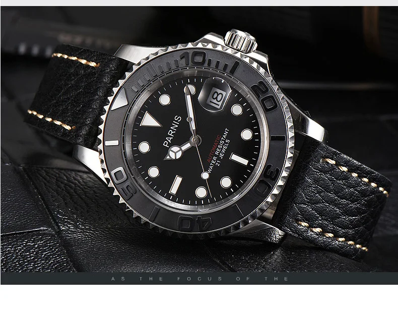 PARNIS механические Автоматические Мужские часы Diver Miyota 8215 браслет из нержавеющей стали мужские часы relojes para automaticos