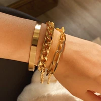 simple punk styles link chains women man gold bangles jewelry for party daily bracelet accessories wholesale dropshipping