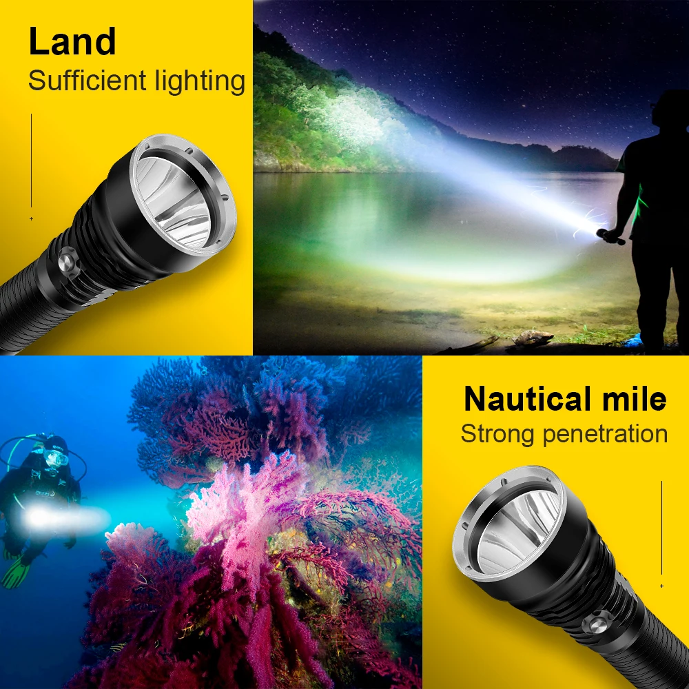 

XHP90.2 YELLOW WHITE LIGHT LED DIVING FLASHLIGHT TORCH 18650 26650 RECHARGEABLE POWERFUL FLASH LIGHT XHP90 XHP70 HUNTING LANTERN