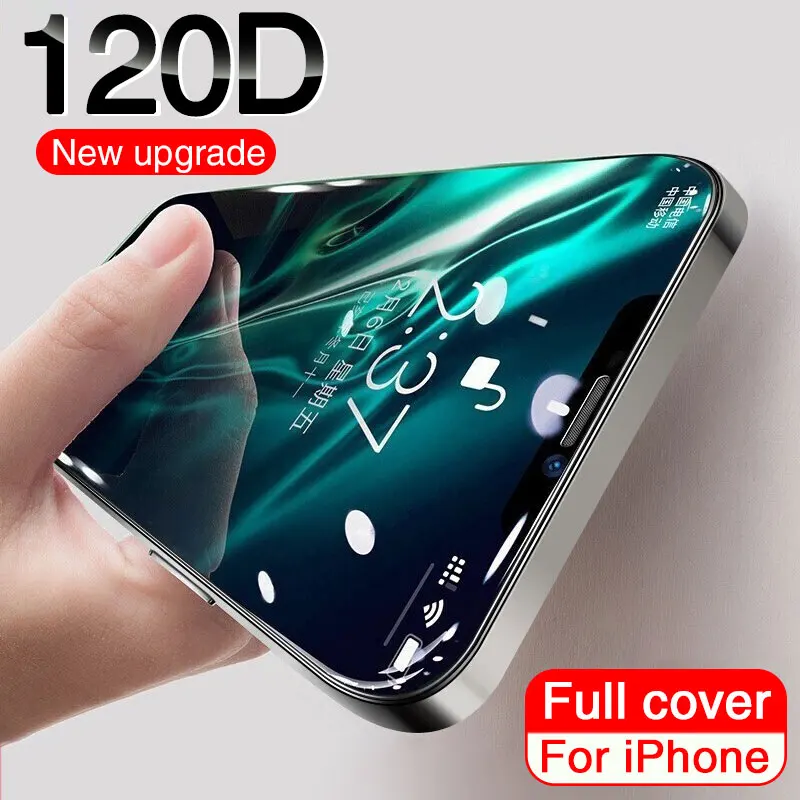 Закаленное стекло 120D с полным покрытием для iPhone 13 12 11 Pro Max Mini защита экрана