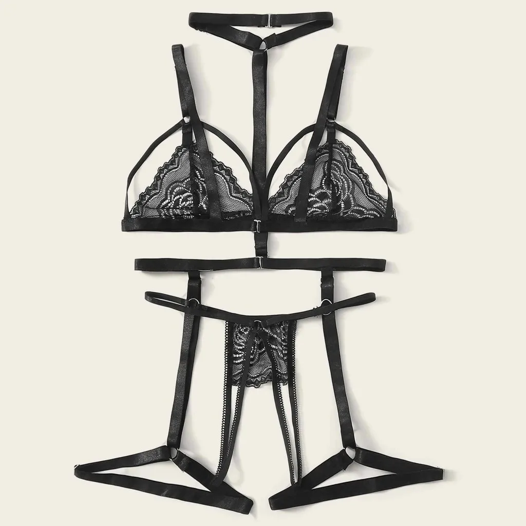 

Erotic Underwear Femme Sexy Lingerie Hollow Lace Bra Porno Crotchless G-string Sexy Clothes Babydoll Langerie Plus Size Lenceria
