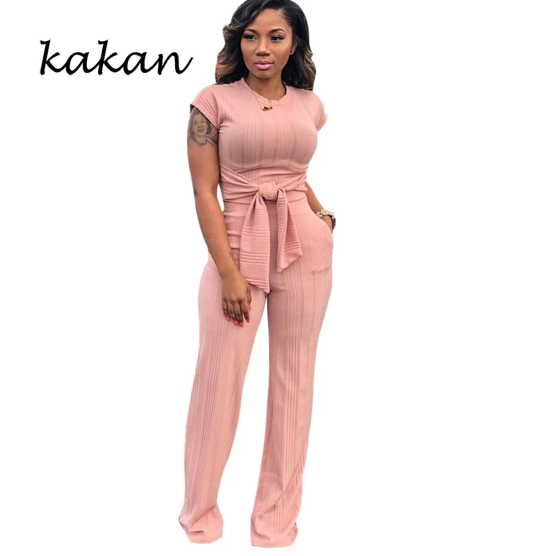 Женское боди с коротким рукавом и пупком Kakan повседневный комбинезон из двух