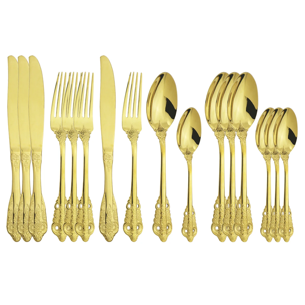

Stainless Steel Tableware Set 16pcs Gold Dinnerware Flatware Knife Fork Spoon Cutlery Set Home Party Luxury Silverware Set