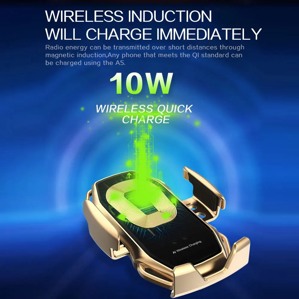 Wireless Car Charger Mount Auto Clamping 10W Fast Charging For iPhone 11 XR X 8 Infrared Induction Sensor Car Phone Holder Stand