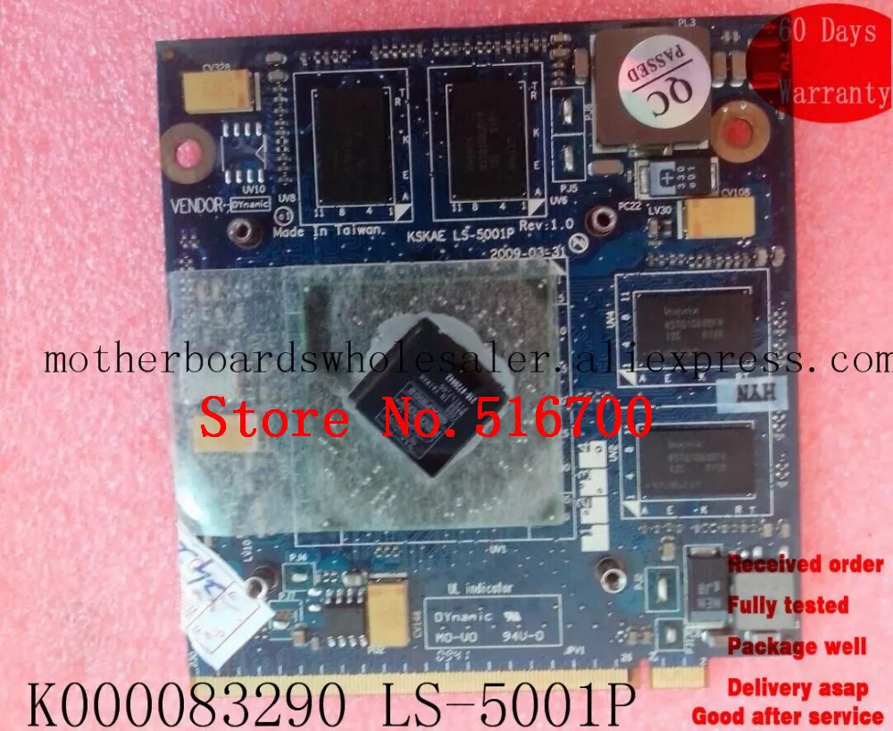 Оригинальная VGA карта HD 4570 для Toshiba LS 5001P графическая A500 A505 L500 PN: K000083290 100% работает