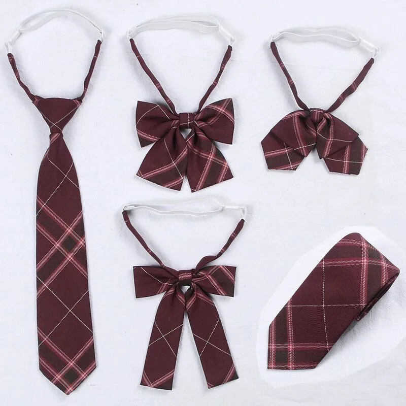 

2021 JK Bow Tie Plaid Uniform Collar Butterfly Cravat Japanese High School Girls Students Preppy Chic Free Of Tying A Check Knot