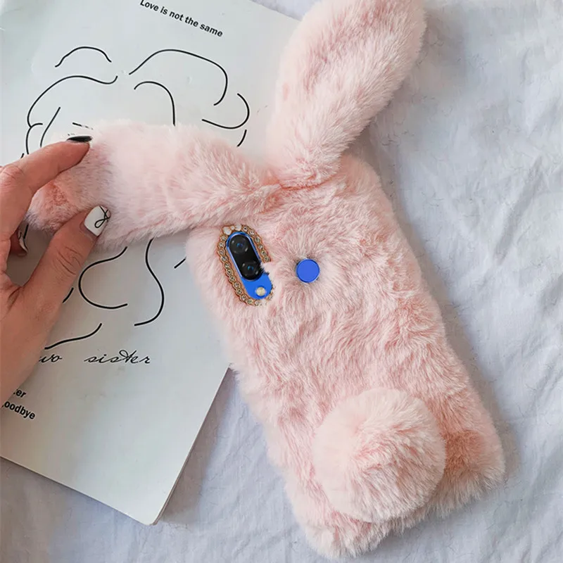 

Case For Samsung Galaxy M11 M21 M31 Prime M31s M51 A22 A32 A50 A52 A72 A12 5G Cute Fluffy Rabbit Silicone Bunny Plush Case