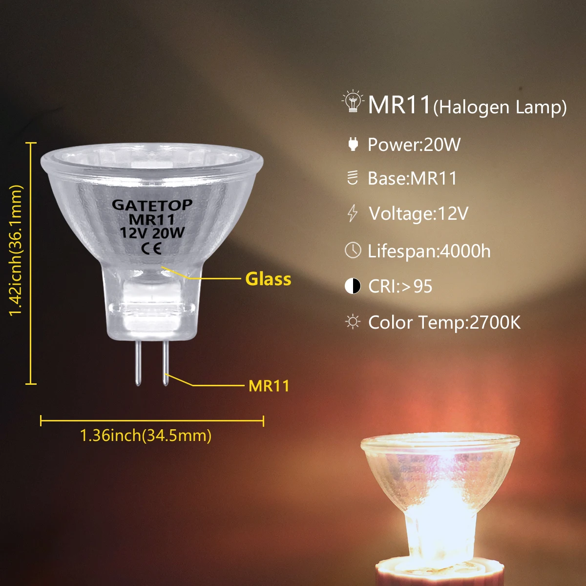 Точечная галогенная лампа Mr11 10 шт./лот 20 Вт 12 В энергосберегающая Gu4 горячий Размер от AliExpress WW