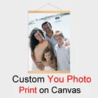 Деревянные подвесные свитки на заказ, Картина на холсте, фотография ваших родных, детей, Картина на холсте, Постер, настенное искусство, Декор