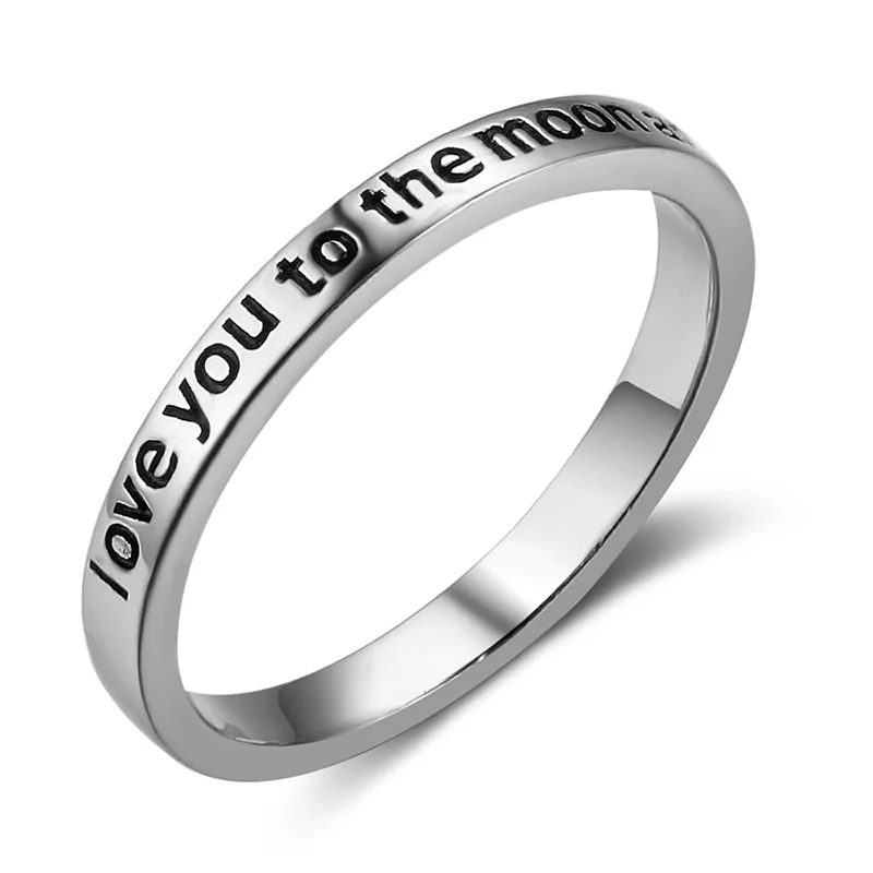 

Mifeiya Fashion Lettering" I love you to the moon and back" Smooth Finger Ring for Women Men Party Wedding Jewelry