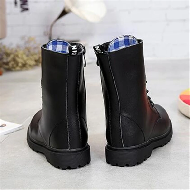 Осенние детские мотоциклетные сапоги из натуральной кожи уличные военные до