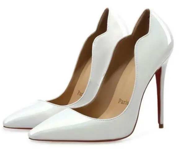 

2021 Pumps Brand Women High Heel Shoes Red Shiny Bottom Black/nude Patent Leather Red Wedding Shoes Thin Heel 34-44 Without Box