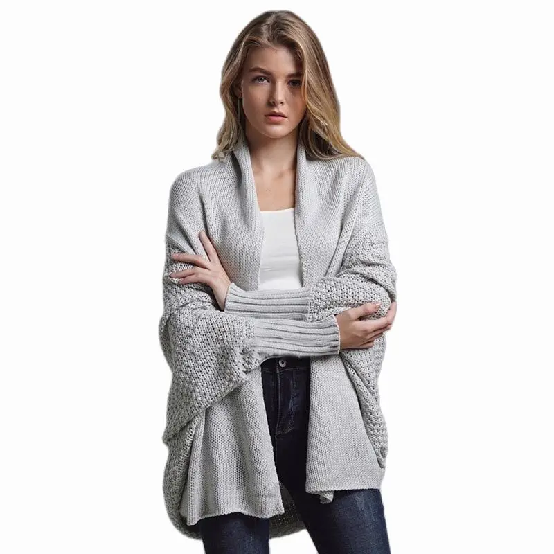 

Oversized Sweater Cardigan Knitted Women's Clothes Patchwork Batwing Sleeves Outerwear Female Winter Plus Size Overcoat
