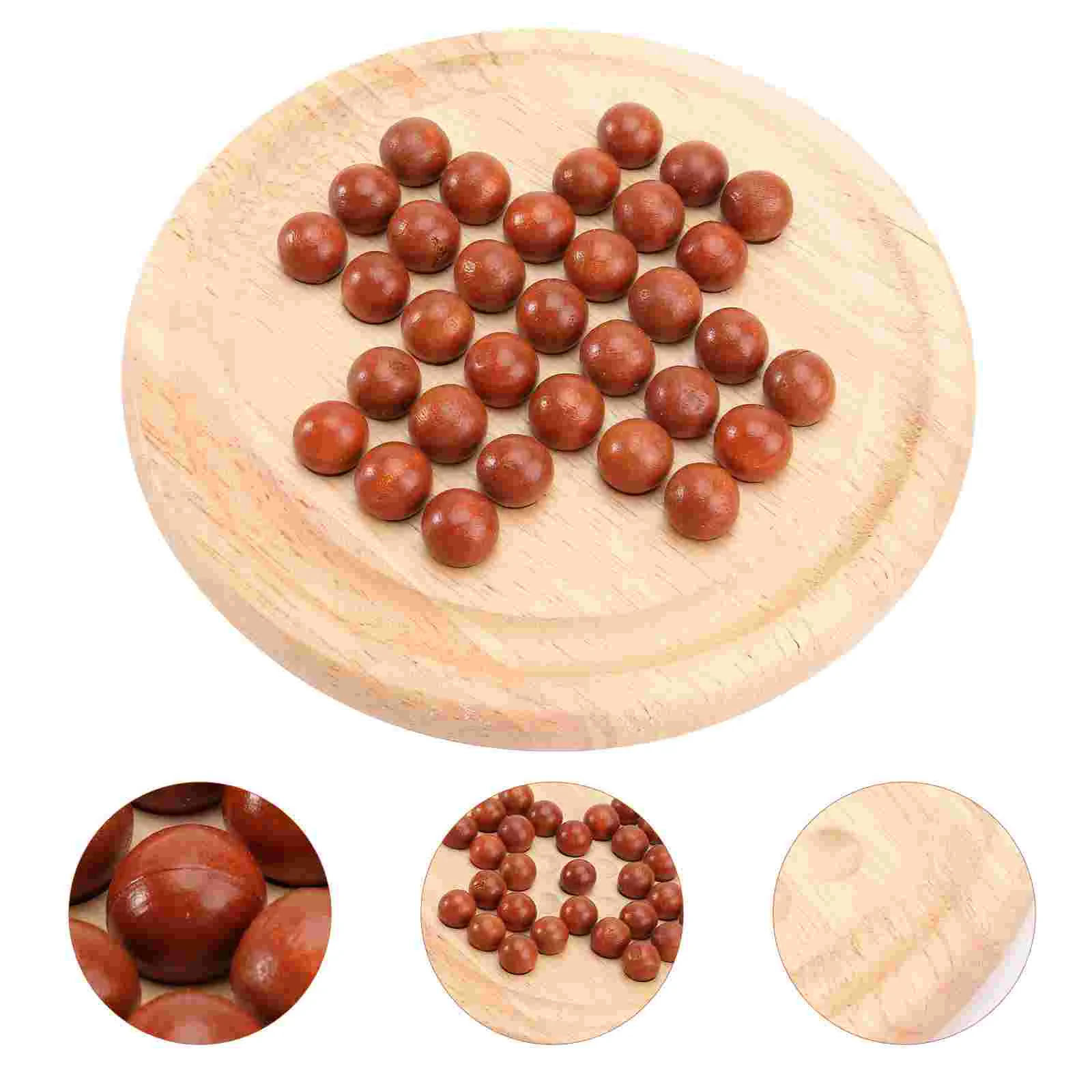 

1 Set of Wooden Europe Board Game Single Chess Peg Solitaire Diamond Move Independently Cognitive Ability Adult Classical