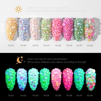 1 bag luminous fluorescent diamonds nail stickers multi section glowing designs nail decoration diy manicure art tools be02