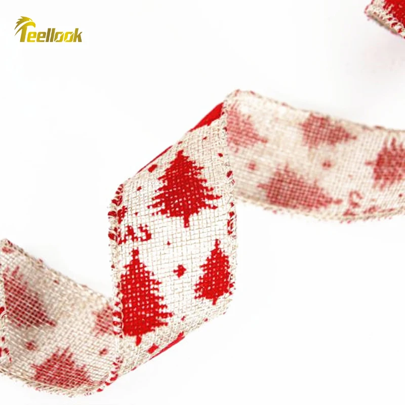 Рождественская декоративная лента Teellook 3 8 см x 20 м для упаковки подарков на