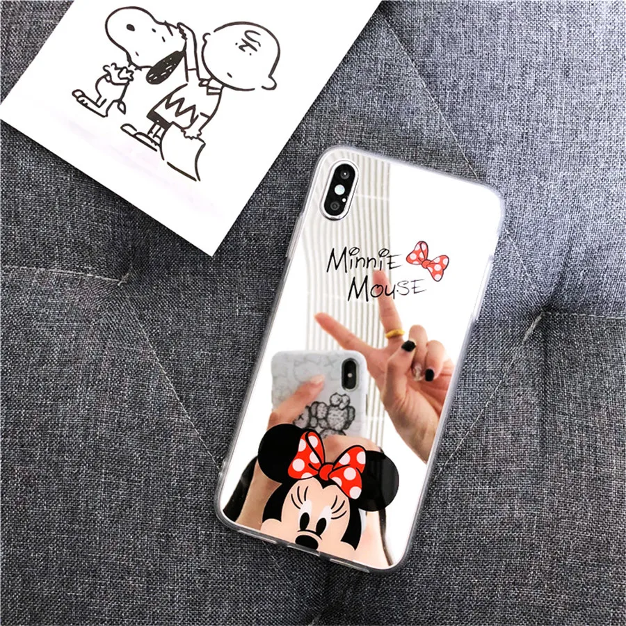 Зеркальные чехлы с принтом из мультфильма для samsung Galaxy S10 S9 S9Plus Minnie глянцевый чехол для samsung S8 S8Plus Note 8 9 10 Pro мягкая задняя крышка