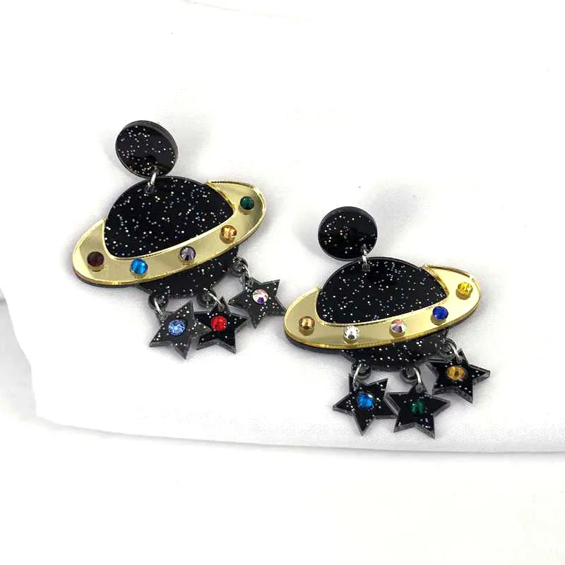 

Universe planet Earrings Acrylicy earrings women's geometric printing earrings