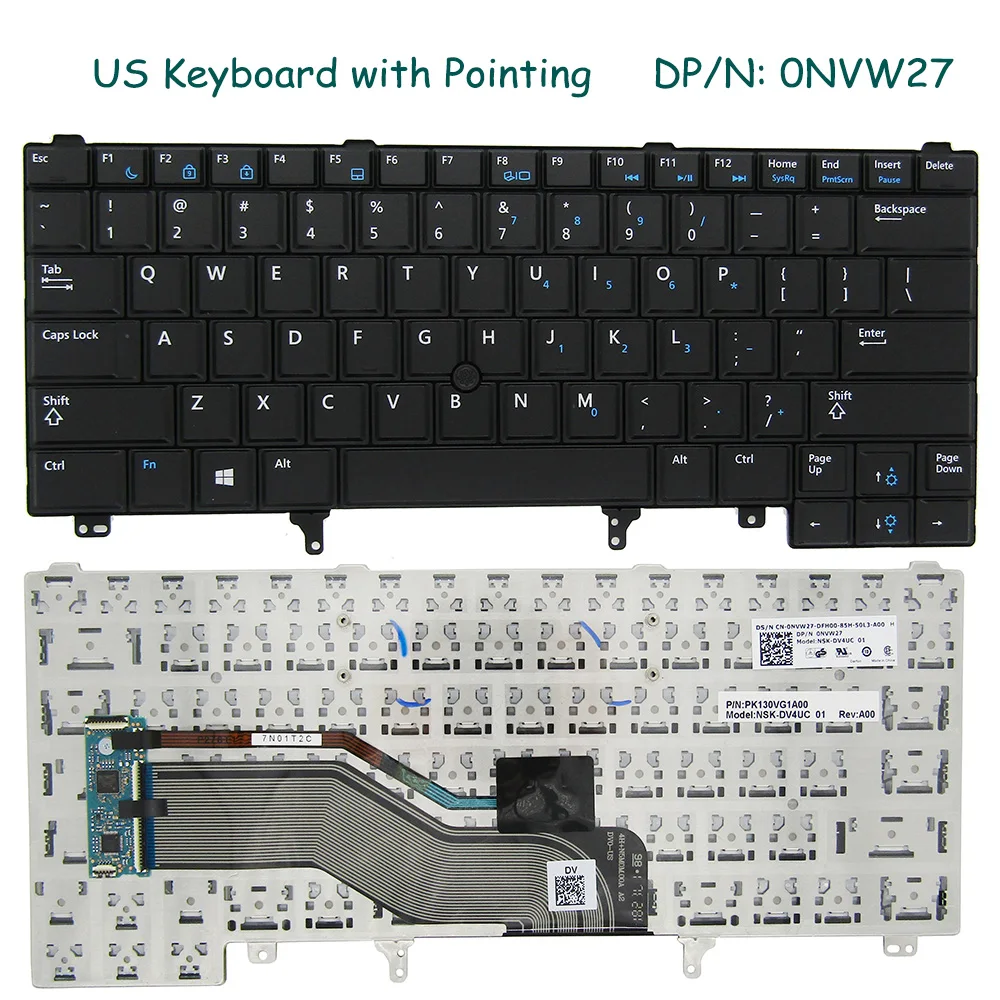 

New Original For Dell Latitude E6420 E6440 E5420 E6220 E6230 E6320 E6330 E6430 keyboard US layout black 0H981P 0NVW27