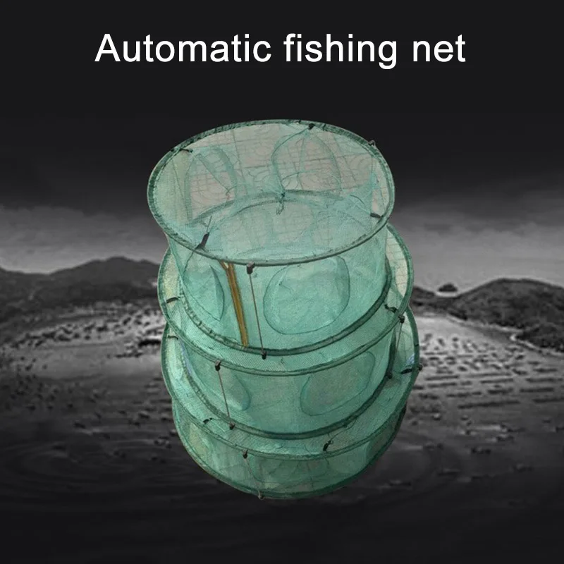 Automatic Fishing Net Trap Cage Round Shape Durable Open For Crab Crayfish Lobster FOU99 | Спорт и развлечения