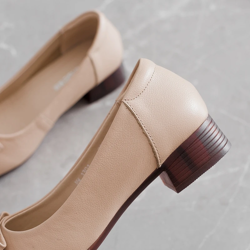 

ZHUISE Shoes Women Sequins Shallow Square Buckle Slip On Low Heel ShoesSquare head Single Shoes Lady leather Thick Single Shoe
