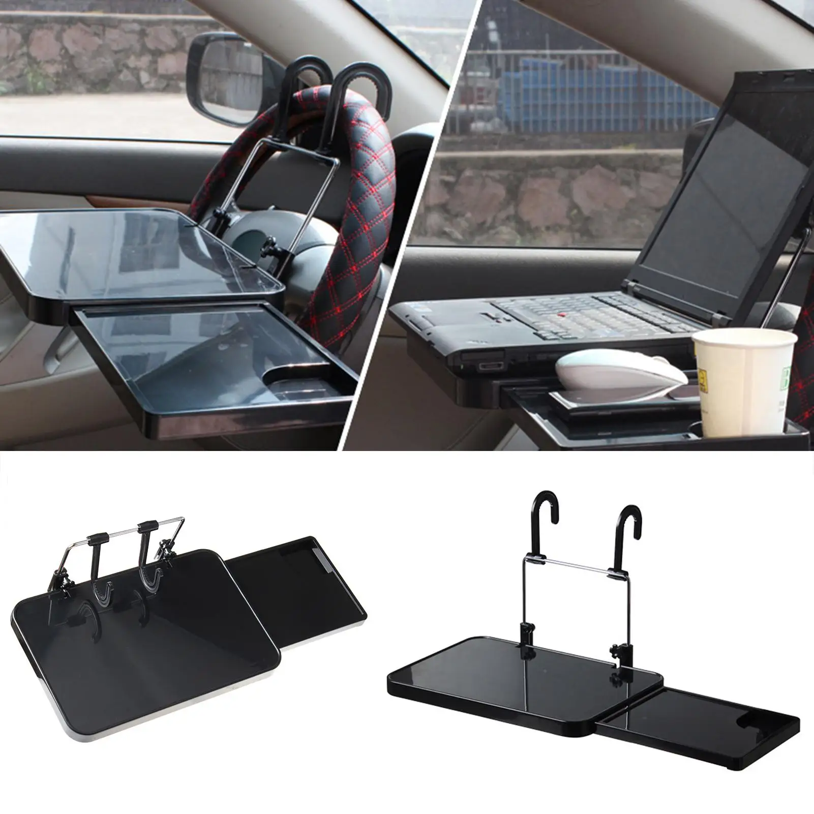

Universal Foldable Car Table Laptop Desk Computer Rack Shelf with Drawer Hook