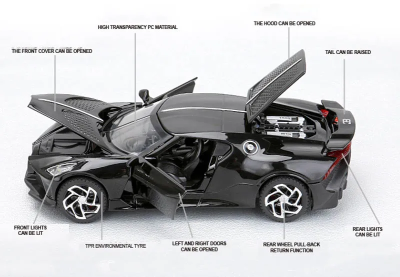 1/32 сплав игрушечное транспортное средство ла Voiture Noire спортивная модель