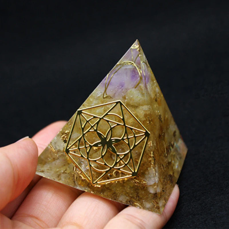 

Orgonite Pyramid Orgone Healing Energy Metatron Natural Crystal Rock Quartz Jewelry Citrine Stone 7 Reiki Chakra Gift Home Decor